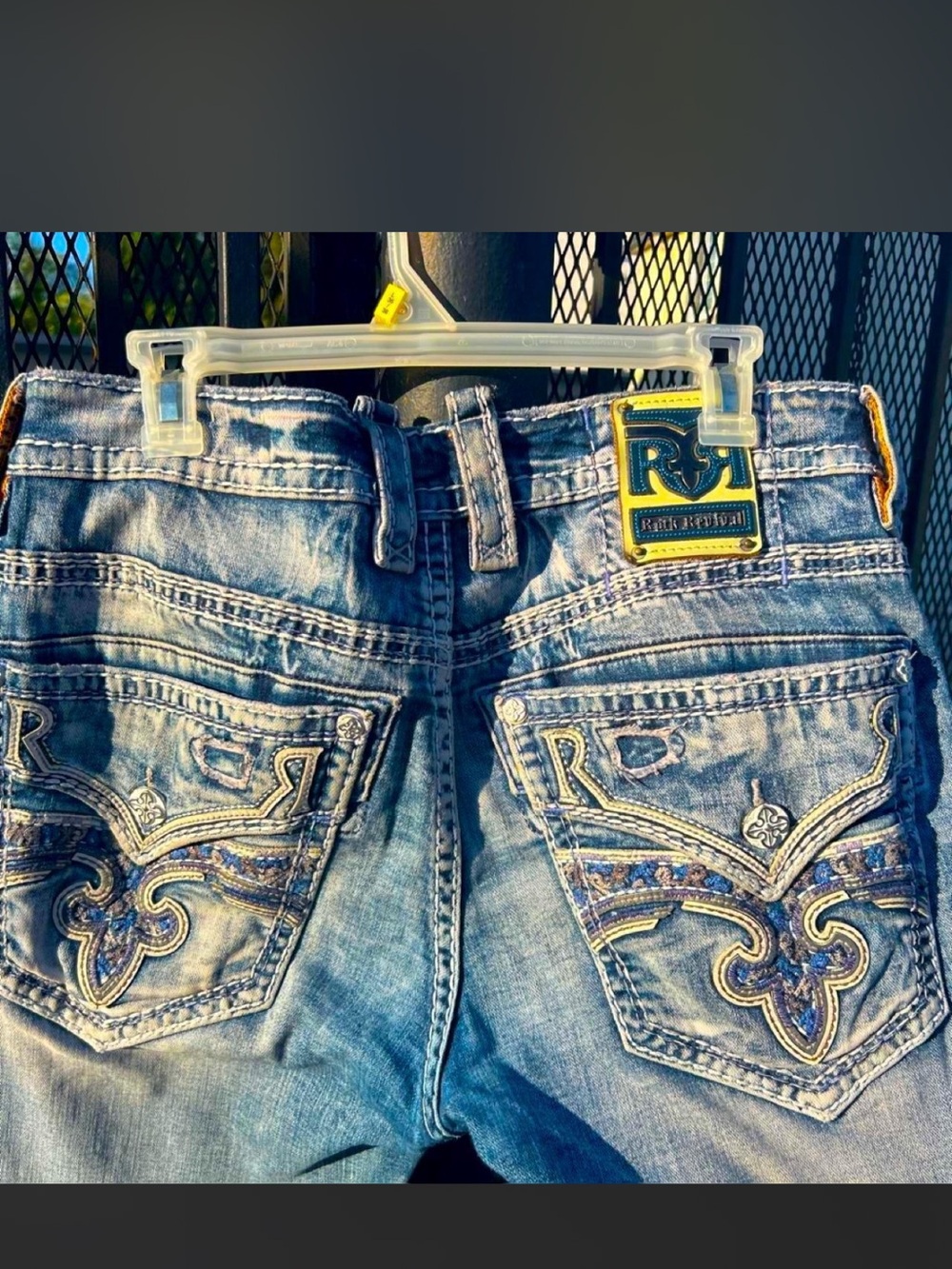 Baby Blue Faded Rock Revival Men’s